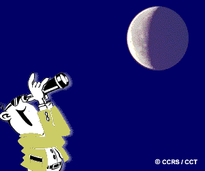 Graphique montrant la lune étant observée à travers un télescope